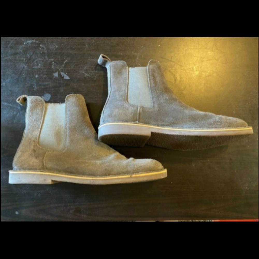 Faux Suede Rail Mens Chelsea Boots charcoal grey wash size 42 M